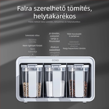 Fali fűszertartó készlet sótartóval és fűszerdobozzal – otthoni konyha, könnyű luxus