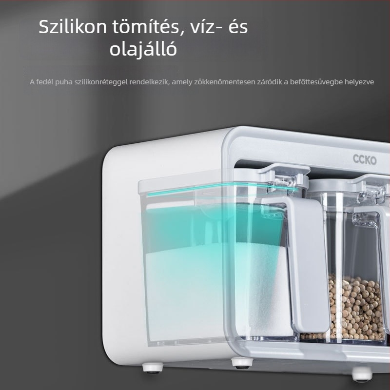 Fali fűszertartó készlet sótartóval és fűszerdobozzal – otthoni konyha, könnyű luxus