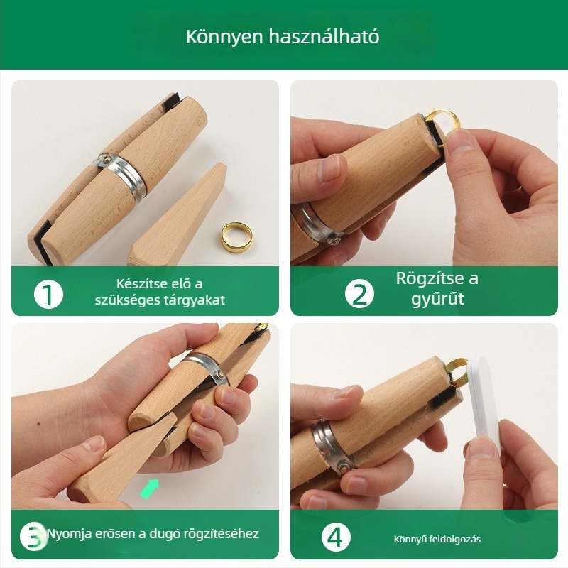 Gyűrűk számára készült fa klipsz – nem karcolja meg az ékszereket, DIY beépítés és mikrofaragás, fa rúd tartóeszköz