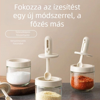 Konyhai műanyag fűszertartó készlet sótartóval és kihúzható tartályokkal