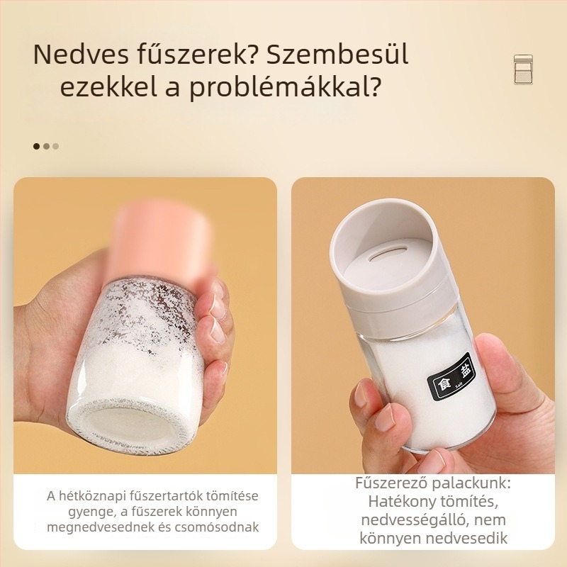 Konyhai fűszertartók kézi zárással, nedvességálló üvegből készült palackok, multifunkcionális fűszerszett és sóadagoló