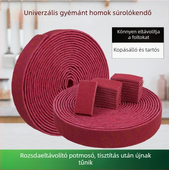 Új, vastagított emery szivacs konyhai tisztításra – rozsdamentes felületek tisztítása, polírozása és súrolása, karcolásmentesen edényeken.