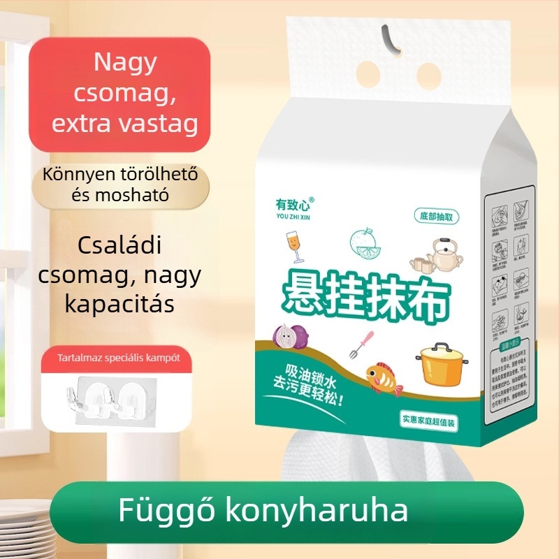 Konyhai függő egyszer használatos törlőkendők, vastagított, olaj- és vízfelszívó, szálmentes, nagy csomag