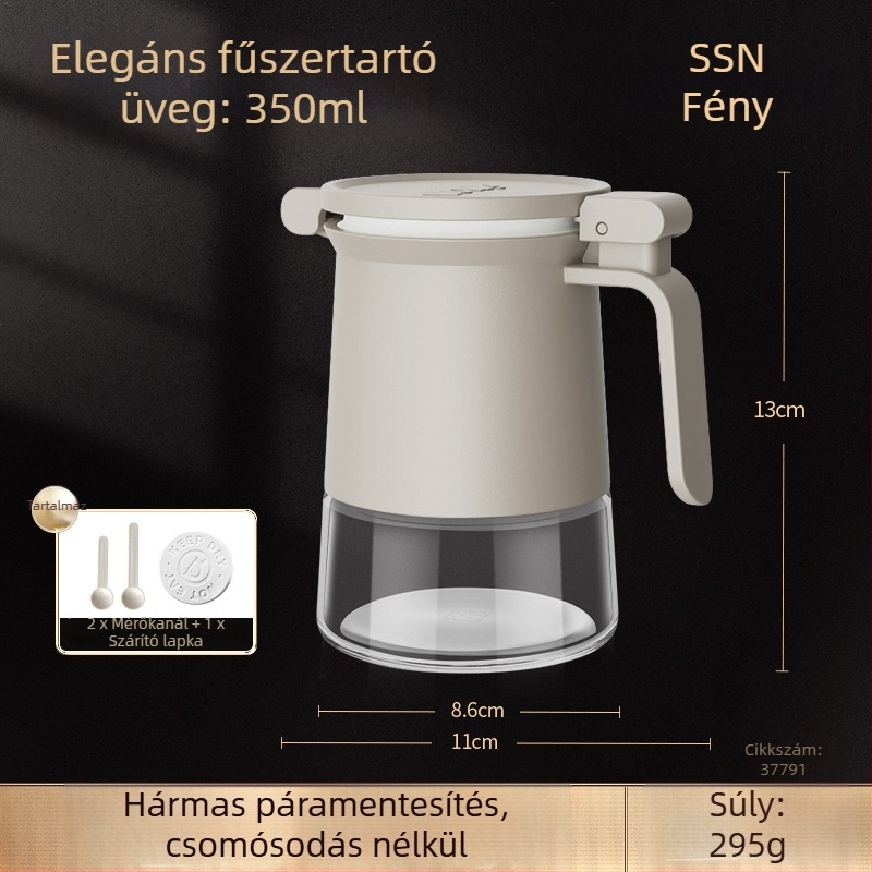Csillogó prémium só- és fűszertartó, zárt üvegtartó a konyhába