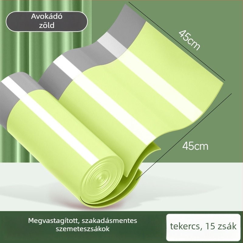 Zsinóros szemeteszsák, háztartási használatra, vastagabb, szakadásálló, konyha és fürdőszoba számára, fekete műanyag, nagy méret