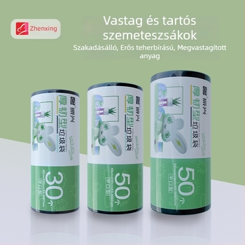 Nyolc rétegű fekete lapos szájú konyhai szemeteszsákok, vastagított anyagból, egyszer használatos