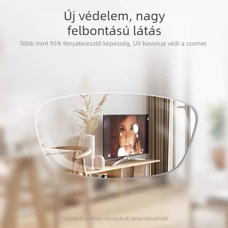 HD olvasó szemüveg, uniszex négyszögletes keret, lencsék gyantából, puha templomokkal, páramentesítés, kékfény elleni, aszferikus, többfokozatú