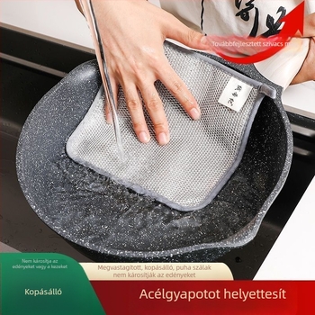 Háromrétegű extralarge akasztós mosogatókendő — többfunkciós vastag konyhai törlő olajtaszító ezüstszálas kesztyűkkel
