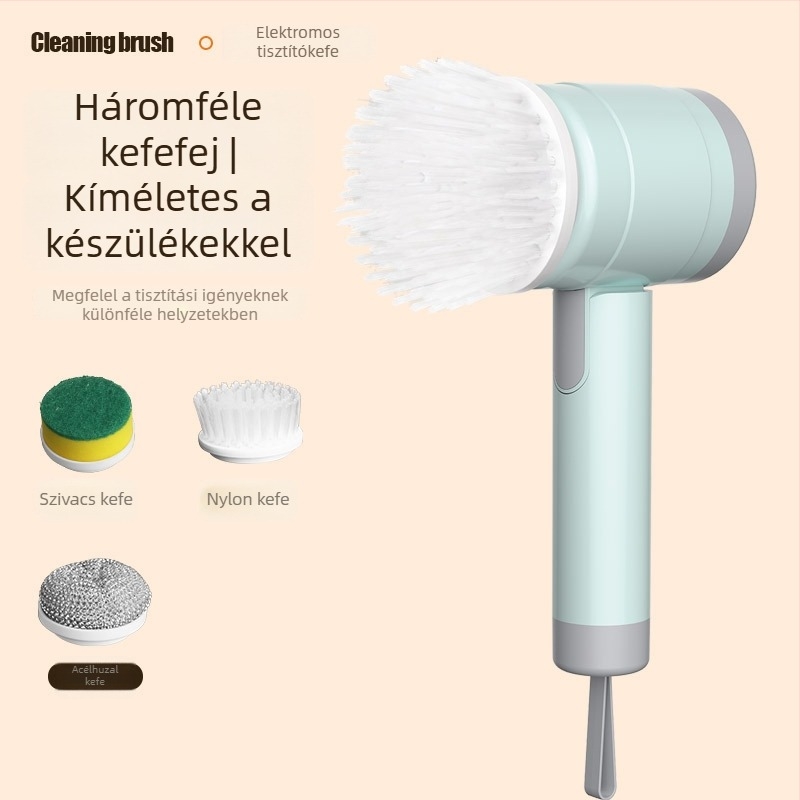 Újratölthető elektromos tisztító kefe acélvattagolyóval – multifunkcionális kézi kefe fazékok és konyhai edények tisztításához