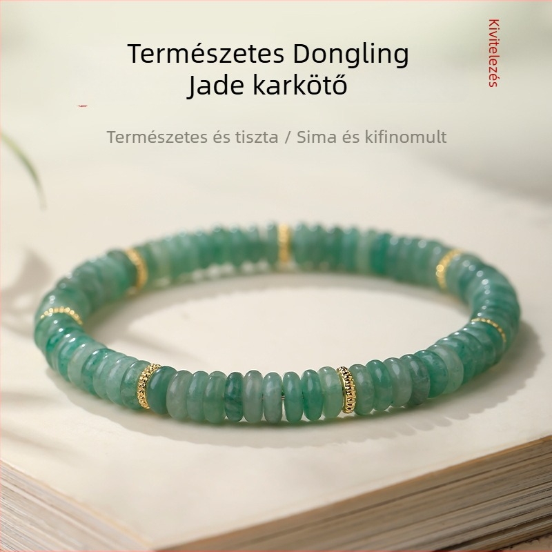 Természetes zöld jáde Duobao gyöngyös karkötő, uniszex, friss stílus