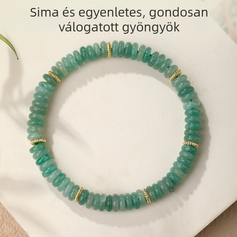Természetes zöld jáde Duobao gyöngyös karkötő, uniszex, friss stílus