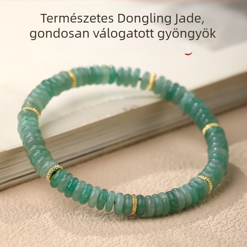 Természetes zöld jáde Duobao gyöngyös karkötő, uniszex, friss stílus