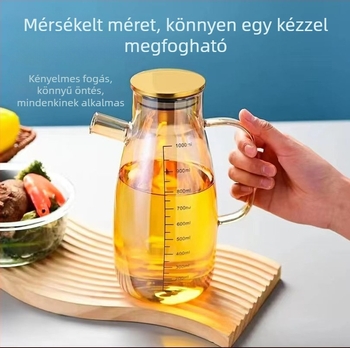 Magas hőálló boroszilikát üveg olajtartó, konyhai, szivárgásmentes ízesítő és szójaszósz üveg mérőskálával