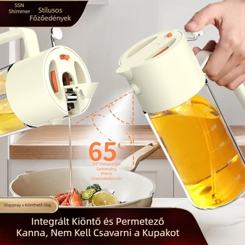 Shining Premium üveg olajpermetező – kétfunkciós, permetezés és öntés, nem folyik, szójaszószhoz és ecethez