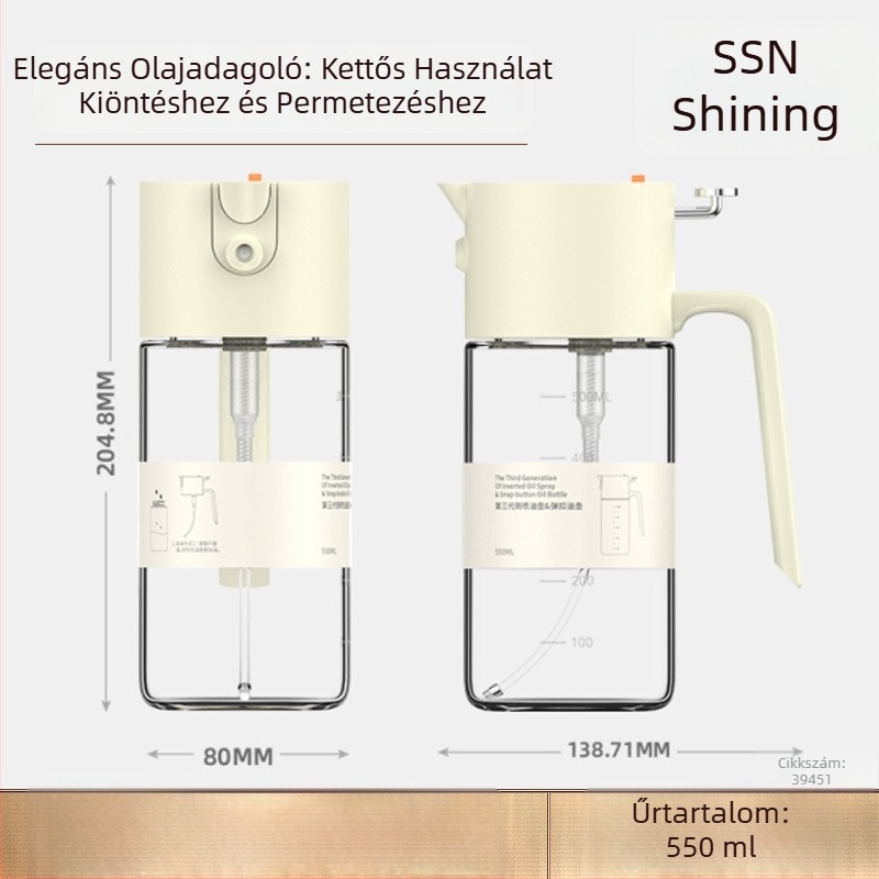 Shining Premium üveg olajpermetező – kétfunkciós, permetezés és öntés, nem folyik, szójaszószhoz és ecethez
