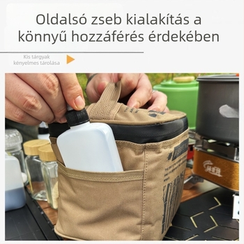Szabadban használható hordozható piknik-fűszer-tároló táska, 11 részes készlet fűszertartó üvegekkel