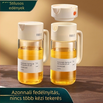 Üveg olajöntő palack automata nyitás-zárás, szivárgásmentes – konyhai olajöntő