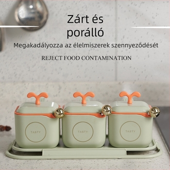 Személyre szabott háztartási konyhai fűszerkészlet osztott tárolóval só és nátrium-glutamát számára
