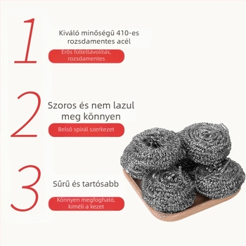 Rozsdamentes acél tisztító golyó fazekakhoz és serpenyőkhöz – konyhai tisztító labda, karcolásmentes