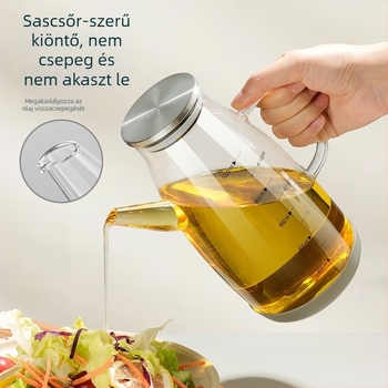 Boroszilikát üveg olajtartó, konyhai használatra, 600 ml, olajhoz, szójaszószhoz, ecethez és fűszerekhez