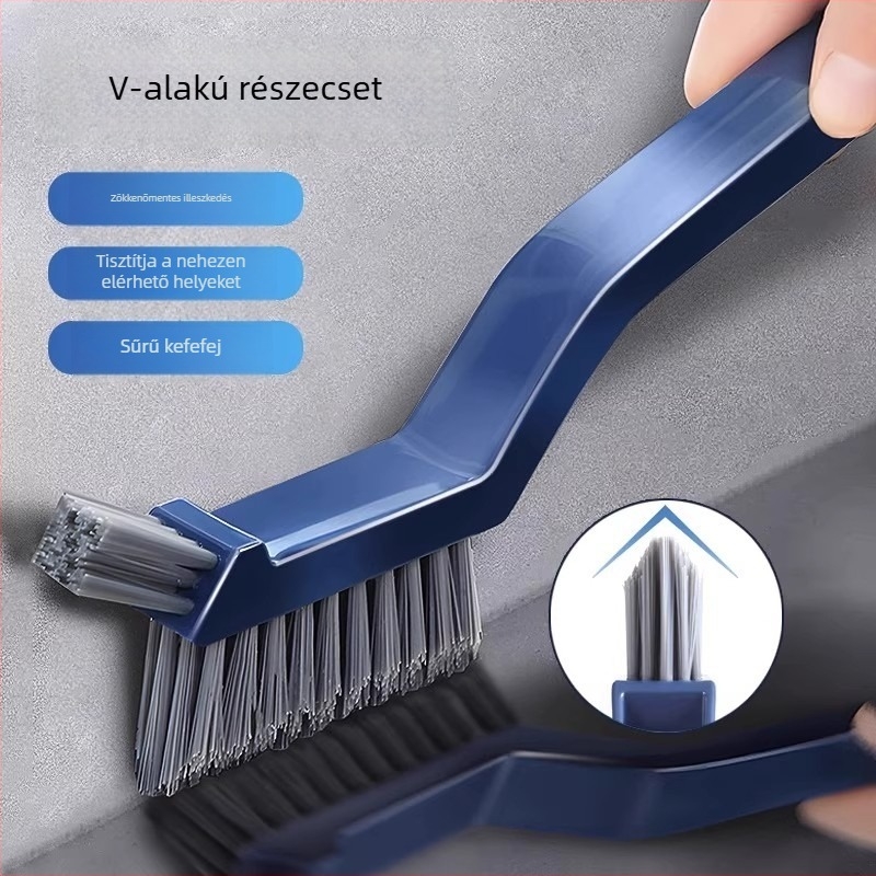 V alakú tisztítóecset fürdőszobai repedésekhez – falak, csempék, mosdó és kád tisztítása kemény sörtével