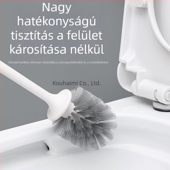 WC-tisztító kefés készlet talppal, hosszú nyéllel, falra szerelhető, puha sörtéjű