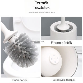 WC-tisztító kefés készlet talppal, hosszú nyéllel, falra szerelhető, puha sörtéjű