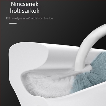 Hosszú nyeletű WC-kefe, falra szerelhető, puha sörtéjű