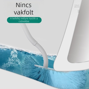 Hosszú nyeletű WC-kefe, falra szerelhető, puha sörtéjű