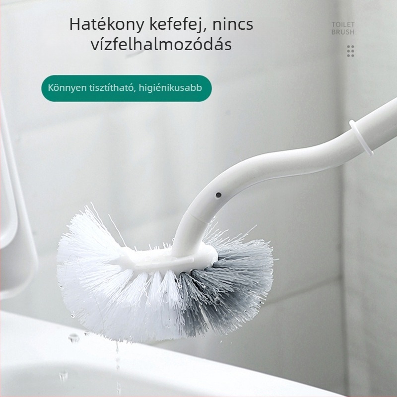 Hosszú nyeletű WC-kefe, falra szerelhető, puha sörtéjű