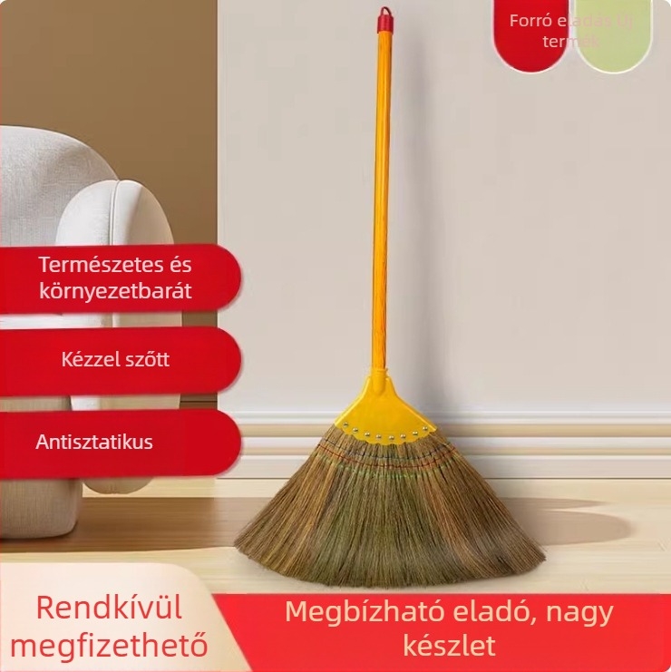 Miscanthuszből készült háztartási söprő, puha sörték, nem tapad, kültéri kerti söprő