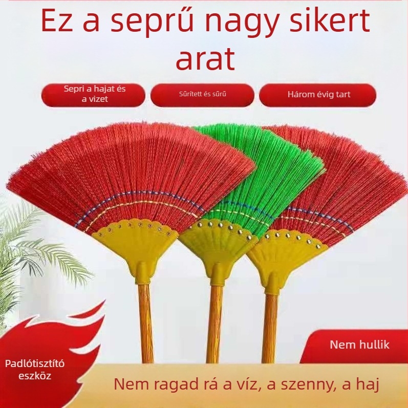 Miscanthuszből készült háztartási söprő, puha sörték, nem tapad, kültéri kerti söprő