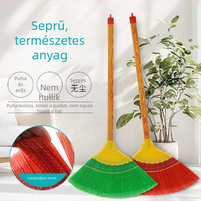 Miscanthuszből készült háztartási söprő, puha sörték, nem tapad, kültéri kerti söprő