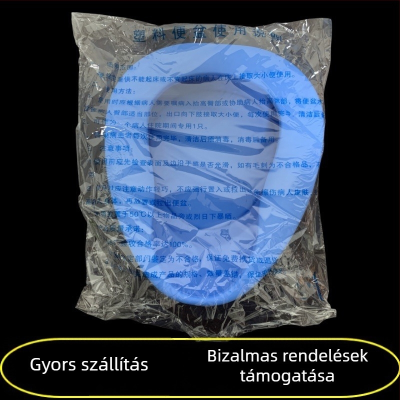 Idős személyeknek szánt kék műanyag biliző edény, karcolásálló felület, egyszerű kivitel, kézi működés
