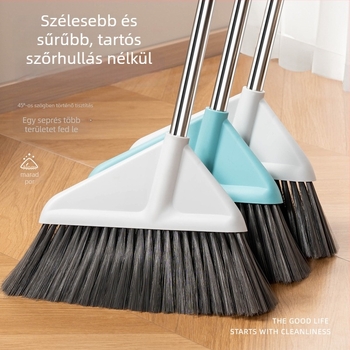 Kézi háztartási seprő, nagy fej, hosszú nyél, puha sörtékkel