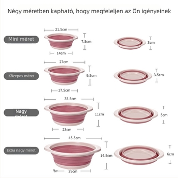 Összecsukható műanyag mosdótál, nagy méretű, hordozható, vastagított dizájn, kollégiumi és utazási célokra