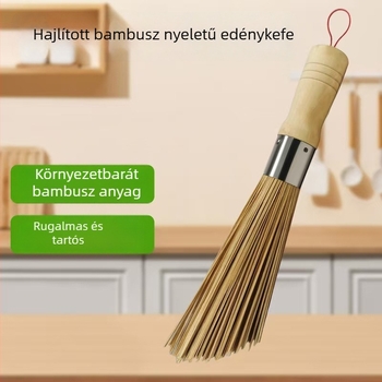 Természetes bambuszból készült edény- és konyhai ecset, olajmentes tisztítás, kézzel készített.