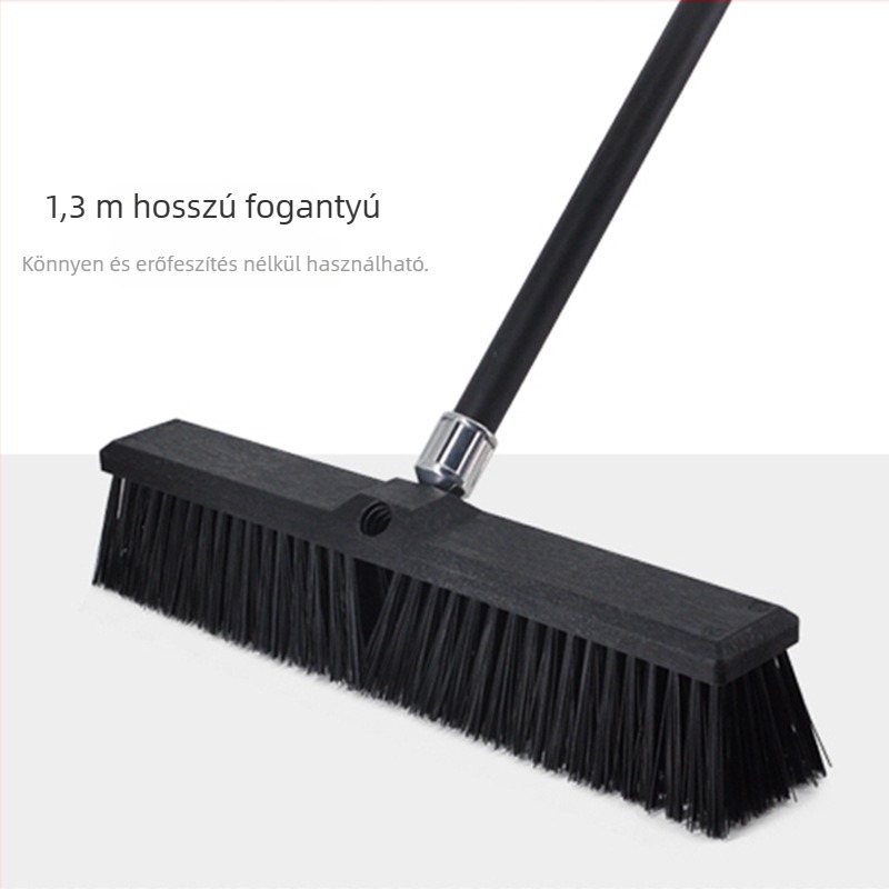 Hosszú nyélű padlótisztító kefe vasrúddal, merev sörtékkel, kereskedelmi használatra iskolákban és üzemekben