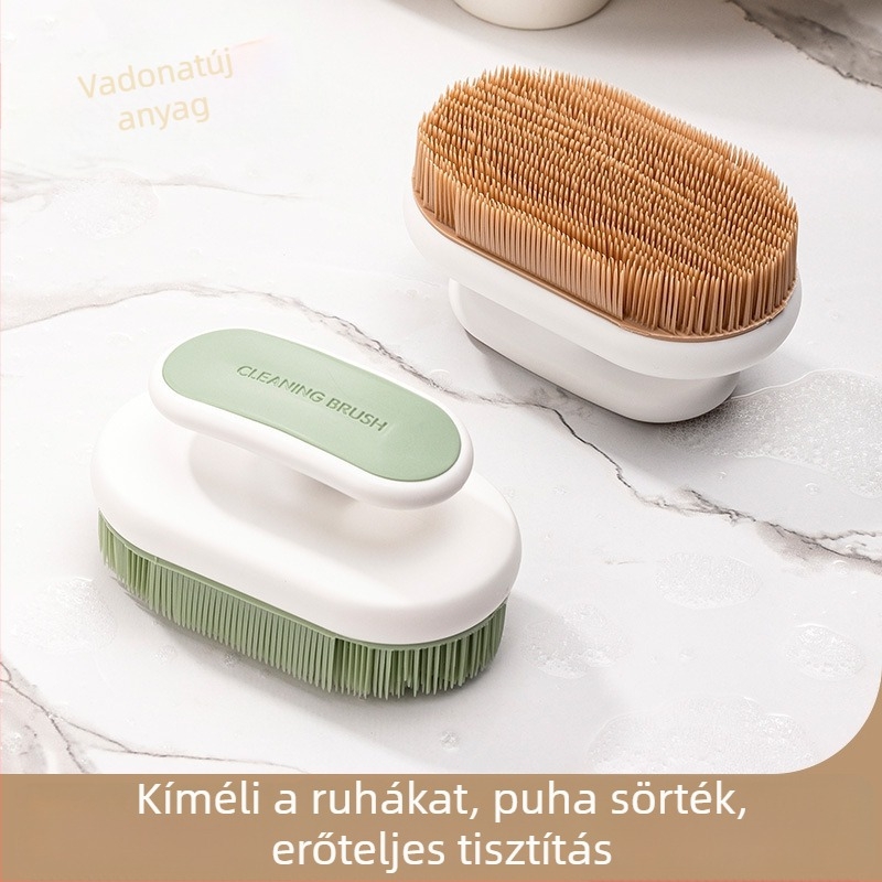 Ruhákhoz és cipőkhöz készült tisztító kefe szilikon textúrával, puha sörték, amelyek nem károsítják a ruhákat, sűrű szálak