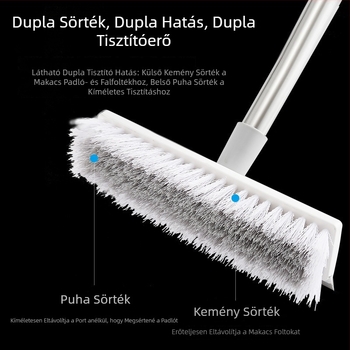 Hosszú nyelű kefés padlótisztító kefe, merev sörtékkel fürdőszobához, WC-hez és fugákhoz