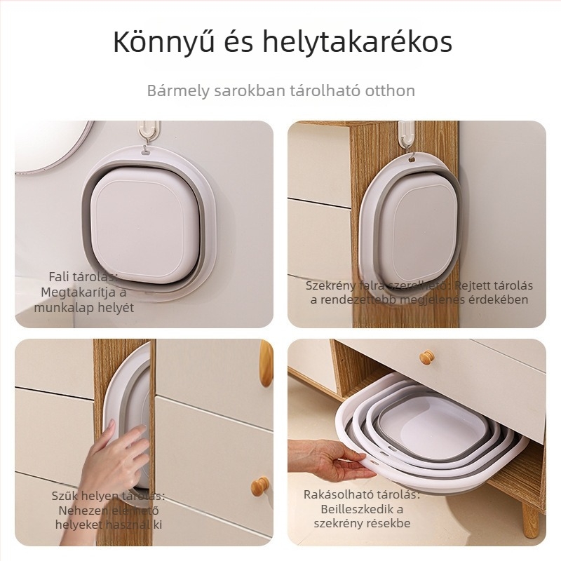 Összecsukható, hordozható mosóedény, vastagított PVC, kismamáknak, arc- és ruhamosáshoz, kollégiumi szobához
