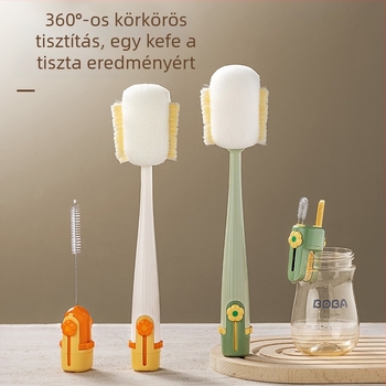 öt az egyben pohártisztító készlet: pohártisztító ecset, cumisüveg tisztító ecset, cumi tisztító ecset, szívószál tisztító ecset, rések tisztítására szolgáló eszköz