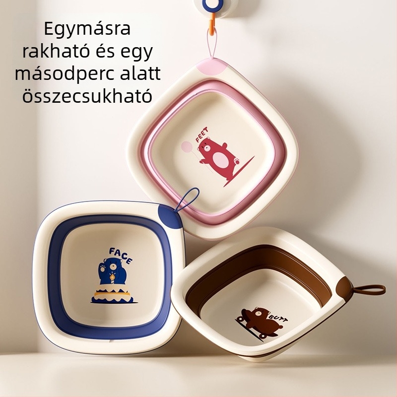Összecsukható babamossó tál, újszülötteknek, vastagított műanyagból, hordozható otthoni használatra