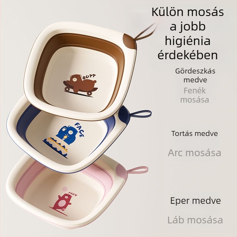 Összecsukható babamossó tál, újszülötteknek, vastagított műanyagból, hordozható otthoni használatra