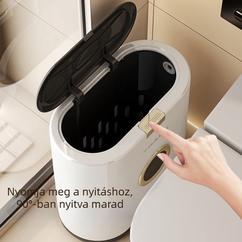 Fürdőszobai szemetes nyomógombos fedővel, nagy kapacitású retro ovális forma, otthoni használatra