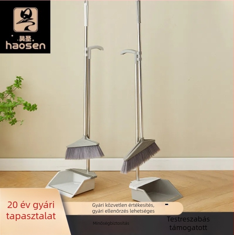 Háztartási seprű- és lapátkészlet, hajbarát sörtékkel, száraz és nedves használatra