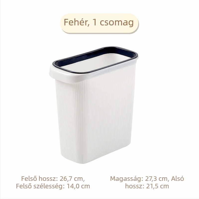 Fürdőszobai szemetes fedél nélkül, téglalap alakú, 6 literes kapacitás, kis méret, PP műanyag