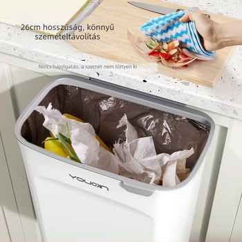 Fali szemetes konyhához fedővel, műanyag, 7 liter, alkalmas fürdőszobába és nappaliba