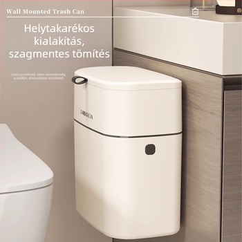 Konyhai falra szerelhető szemetes fedővel, krémfehér, elegáns szekrénydesign