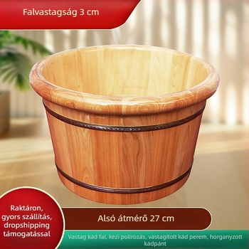 Fából készült lábfürdő hordó, körkerek élű, vastag falú kivitel